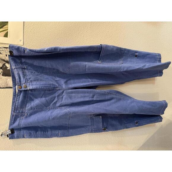 Coldwater Creek- Blue Pants with Pockets and Roll Up Snaps- Size 14 - Picture 1 of 8